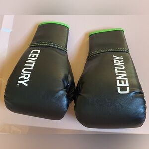 Century Youth Black Boxing Gloves with Green Trim 6oz Kids